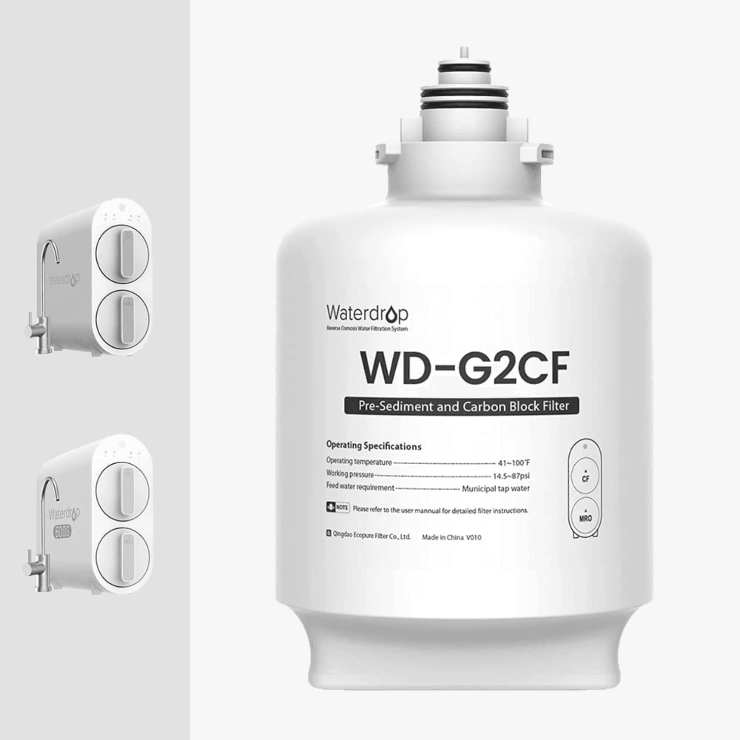 Filtre WD-G2CF pour système d'osmose inverse série Waterdrop G2P600 et G2 