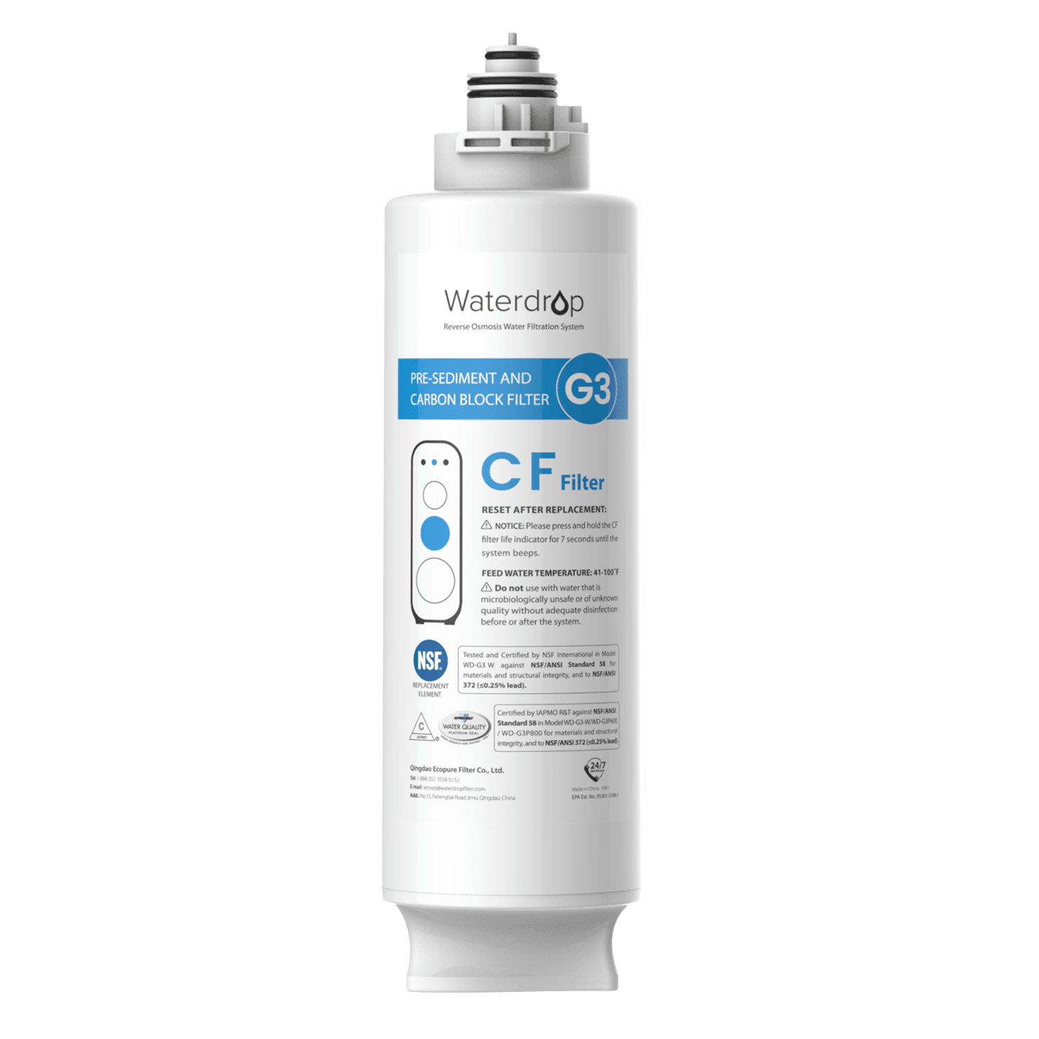Filtre CF pour système d'osmose inverse Waterdrop G3P800 &amp; G3P600 &amp; G3 